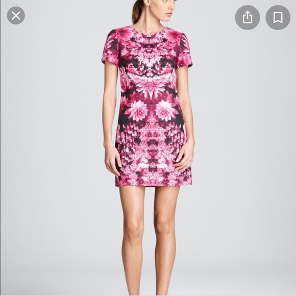 Floral Michael Kors pink and Black Shift Dress Size 6P Work or Office - Picture 3 of 5